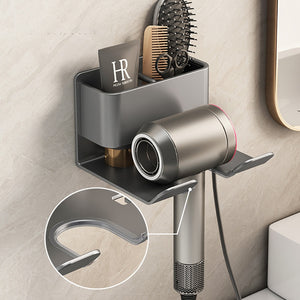 Wall Mount Hair Dyer Holder w/Storage Container