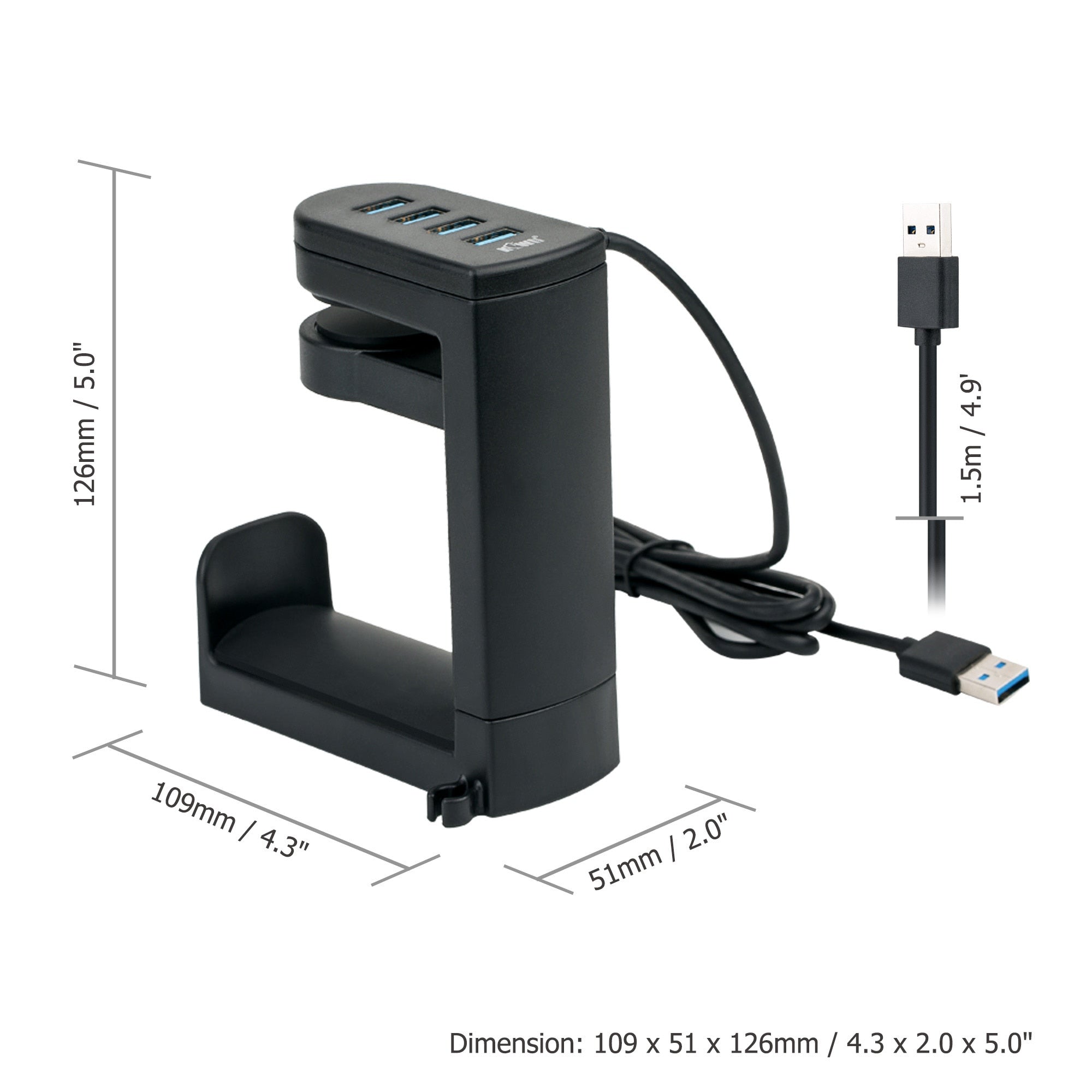 Under Desk Headset Holder w/ USB Ports