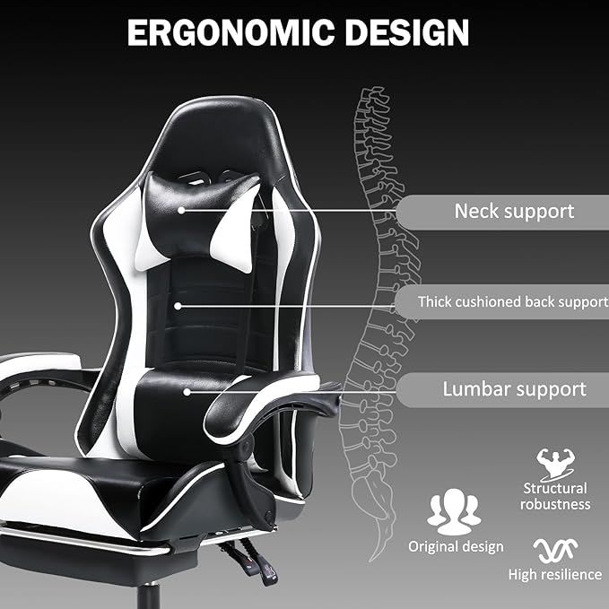 Ergonomic Gaming Chair with Backrest and Seat Recliner