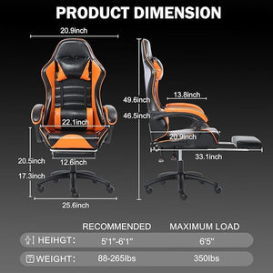 Ergonomic Gaming Chair with Backrest and Seat Recliner