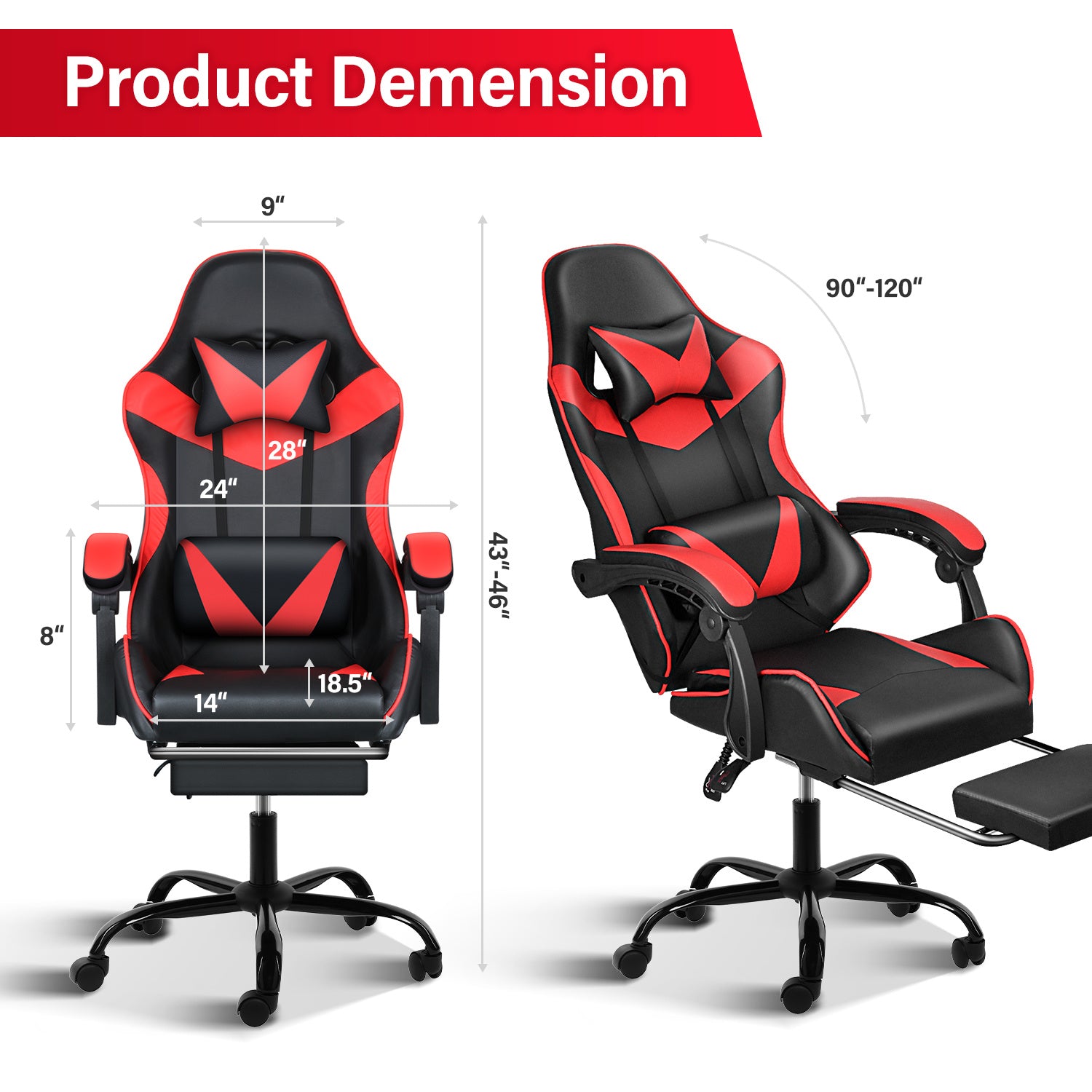 Room Shine Gaming Chair with Backrest and Seat Recliner