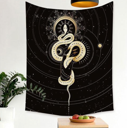 Psychedelic Moon & Girl Starry Tapestry