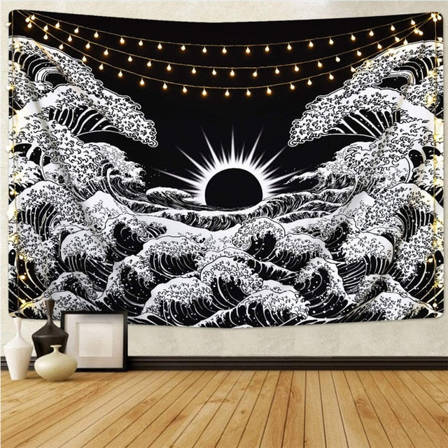 Sun & Ocean Waves Print Tapestry