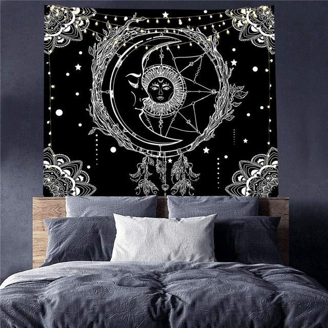 Sun & Crescent Moon Print Tapestry