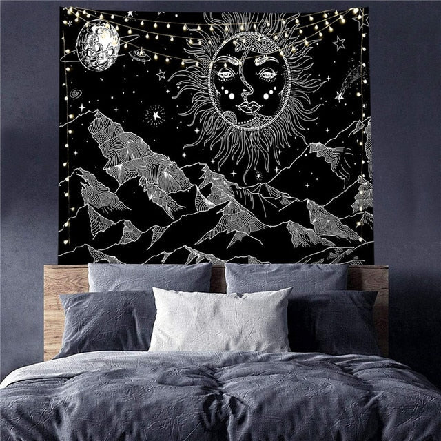 Sun & Mountain Print Tapestry