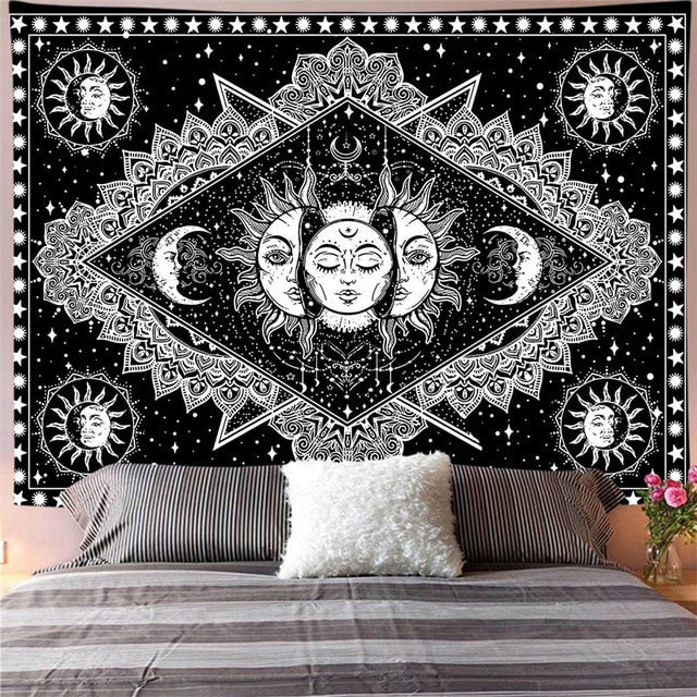 Mandala Sun & Moon Print Tapestry